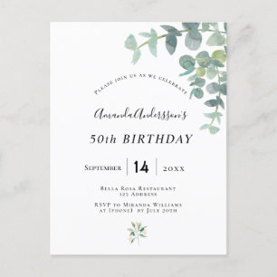 Oiseau eucaluptus geenery blanc invitation
