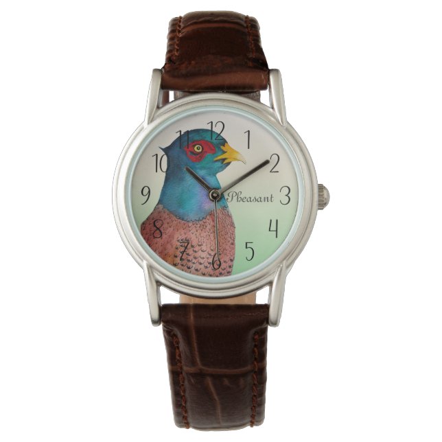 Oiseau faisan Aquarelle Montre Peinture (devant)