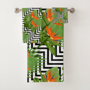 Oiseau floral de Paradise Chevron Motif Strelitzia