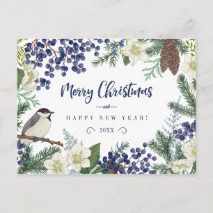 Oiseau floral et hivernal   Carte de vacances phot