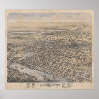 Oiseau-oeil Vue de Sacramento 1870 Poster