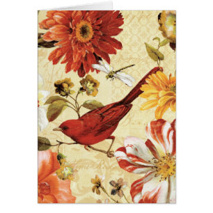 Oiseau rouge dans un jardin d'agrément