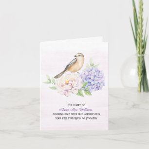 Oiseau sur Hydrangea Sympathy Merci