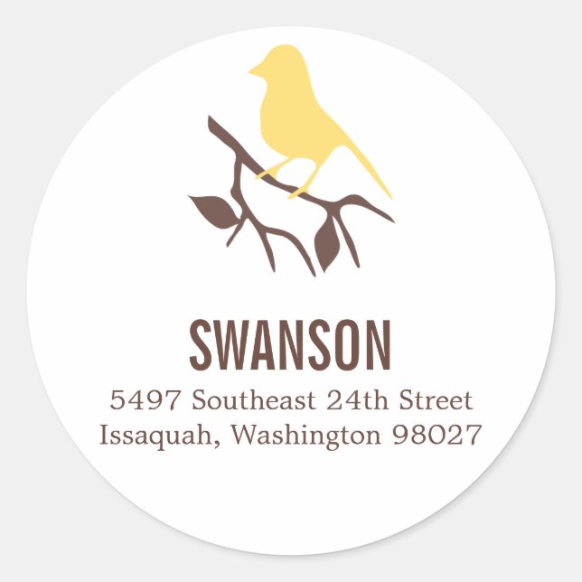 Oiseau sur un Étiquette de adresse de succursale (Devant)