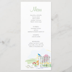 Oiseau sur un menu de douche de barrière