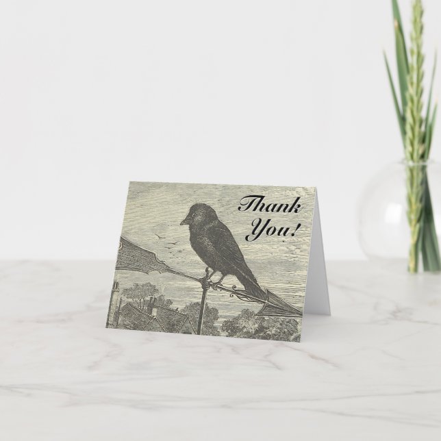 Oiseau sur une Vanne à vent "Merci" ! Carte de vœu (Devant)