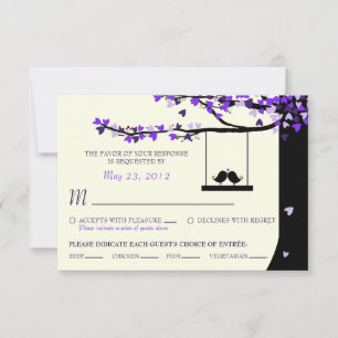 Oiseaux amoureux chênes coeurs qui tombent RSVP (r