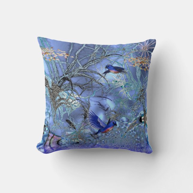 Oiseaux bleus coussin enchantés (Recto)