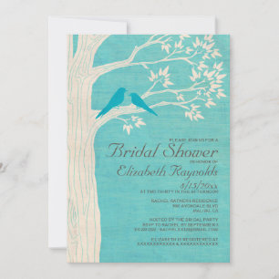 Oiseaux bleus élégants Invitations de douche nupti