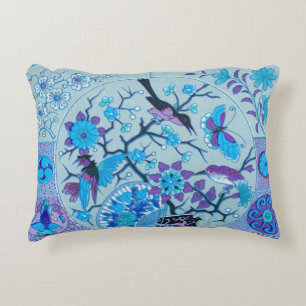 Oiseaux bleus et papillons Coussin à Accent bleu