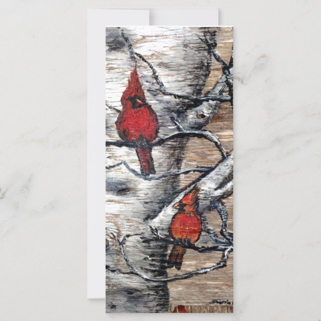 Oiseaux cardinaux rouges perchés sur une carte de  (Devant)