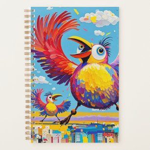 Oiseaux coloré art abstrait gras géant mignon drôl
