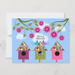 Oiseaux colorés déplaçant le faire-part