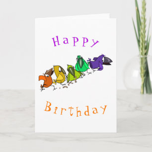 Oiseaux colorés drôle Carte d'anniversaire