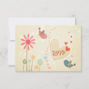 Oiseaux d'amour mignons Mariage RSVP
