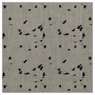 Oiseaux dans le tissu de lin de vol
