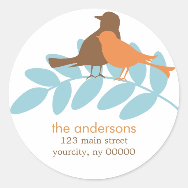 Oiseaux d'automne Étiquettes de adresse rondes ou  (Devant)