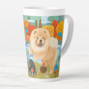 OISEAUX DE BONHEUR Chow Latte Mug avec texte