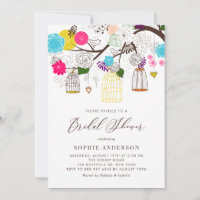Oiseaux de couleur vive Invitation de douche nupti