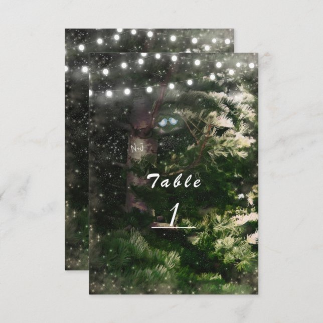 Oiseaux de l'amour + Numéro de table de mariage no (Devant / Derrière)