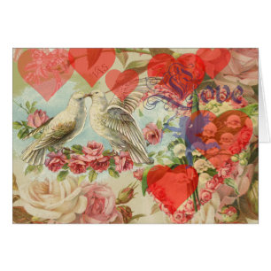 Oiseaux de l'amour Vintage Antique Cœur