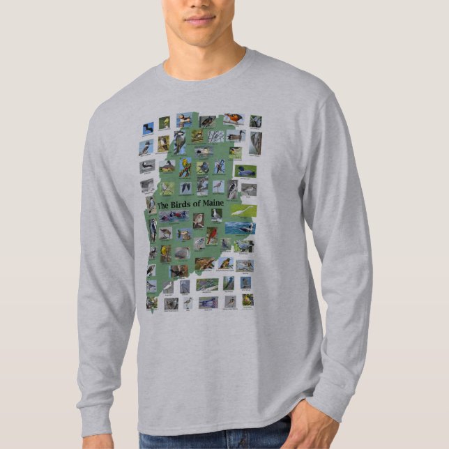 Oiseaux de long T-shirt de douille du Maine (Devant)