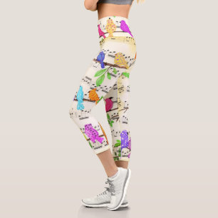 Oiseaux de musique colorés Capri Leggings Printemp