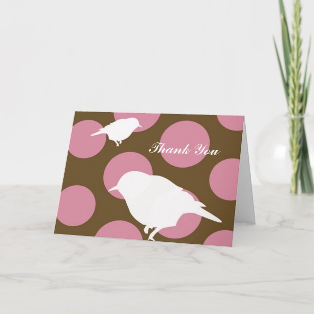 Oiseaux de point de polka, carte de remerciements (Devant)