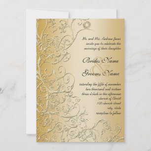 Oiseaux d'or et torons Faire-part de mariage de po