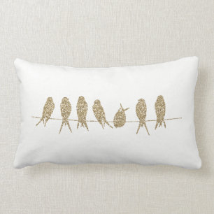 Oiseaux d'or sur un coussin lombaire de carreau de
