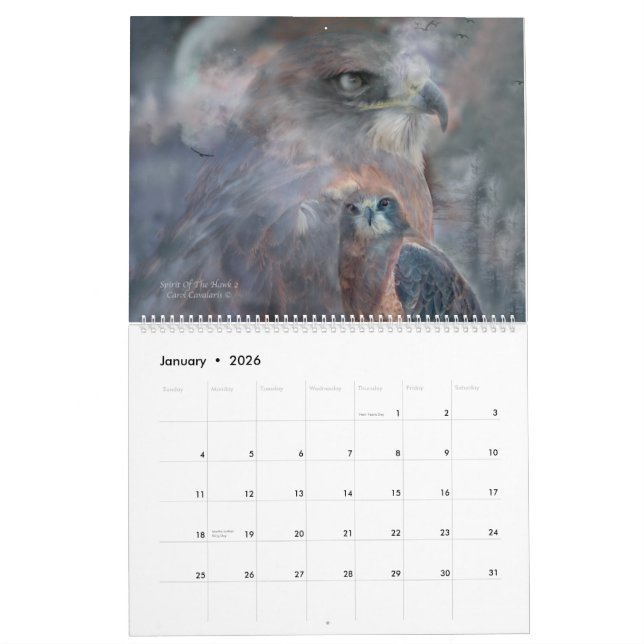 Oiseaux du calendrier 2015 d'art de proie (Jan 2026)