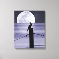 Oiseaux du lac et toile de Pleine lune Imprimer