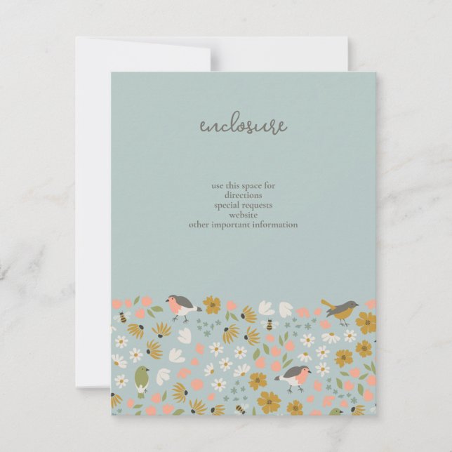 Oiseaux et abeilles Douche nuptiale Invitation Ins (Devant)