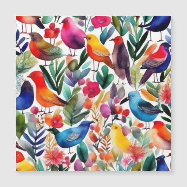 Oiseaux et fleurs colorés Invitation (Devant)