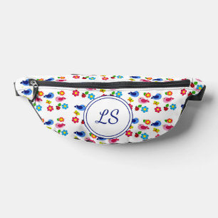Oiseaux et fleurs printemps motif blanc