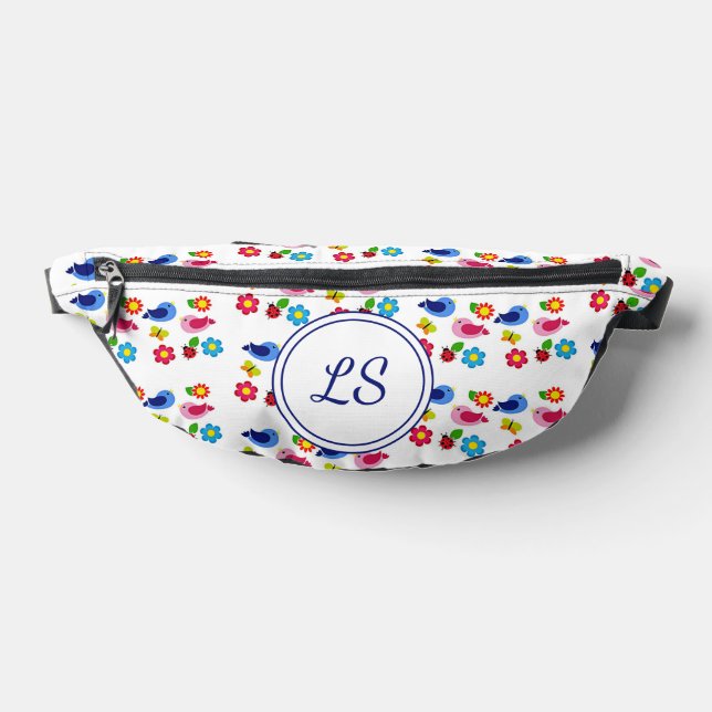 Oiseaux et fleurs printemps motif blanc (Poser)