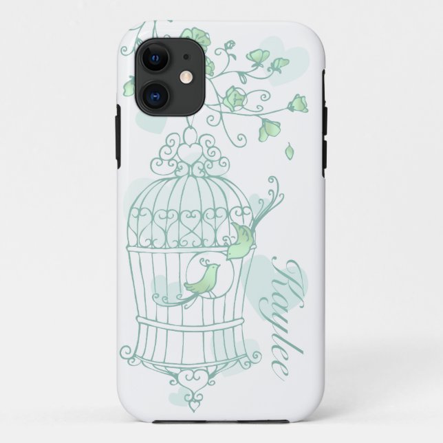 Oiseaux et menthe à cage aqua vert nom coque iphon (Dos)