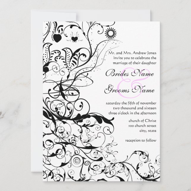 Oiseaux et tourbillons Invitations de mariage (Devant)