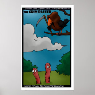 Oiseaux et vers Le Grim Beaker Posters amusants
