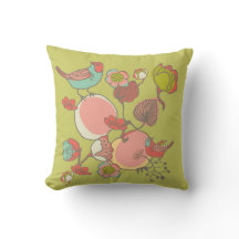 Oiseaux, Fleurs et Coussin de fruits