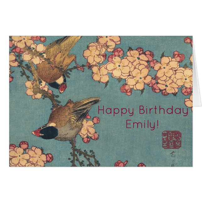 Oiseaux Fleurs Hokusai Art Japonais (Devant horizontal)