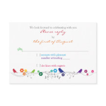 Oiseaux Fleurs Thème Arc-en-ciel Mariage RSVP Répo