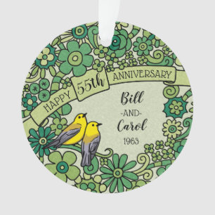 Oiseaux floraux d'émeraude du 55e anniversaire pe