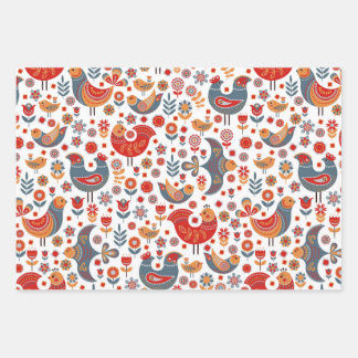 Oiseaux floraux géants Papier à enveloppement scan