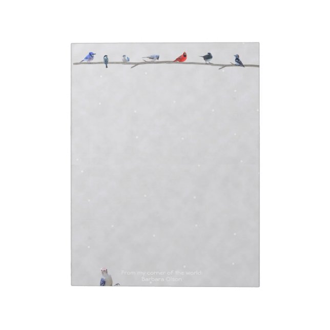 Oiseaux neigeux d'hiver : papier du bloc-notes (Tourné)