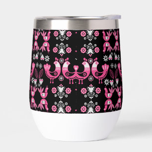 Oiseaux roses et blancs du folklore scandinave