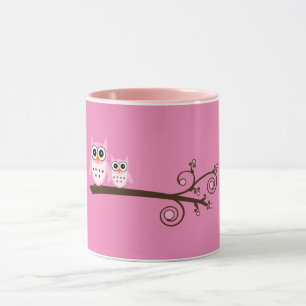 Oiseaux roses Thème Chouette Mug