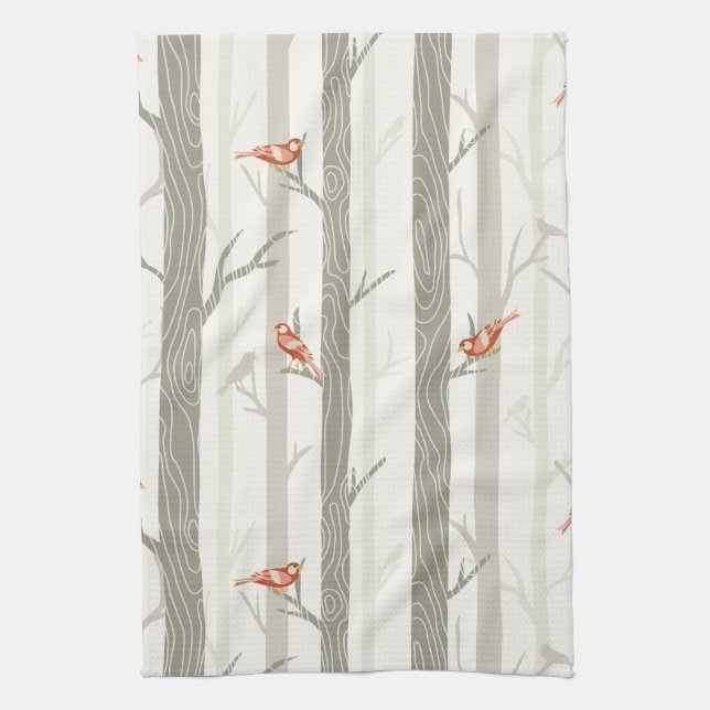 Oiseaux rouges sur serviettes de cuisine Aspen (Vertical)