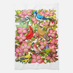 Oiseaux sauvages colorés en serviette de cuisine