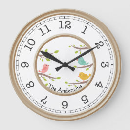 Oiseaux Sur Branches Pays Mur Rustique Horloge Nom